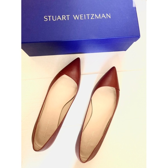 Stuart Weitzman - ballet Avenue Leather Flat in dark red size 9.5 - Picture 2 of 8